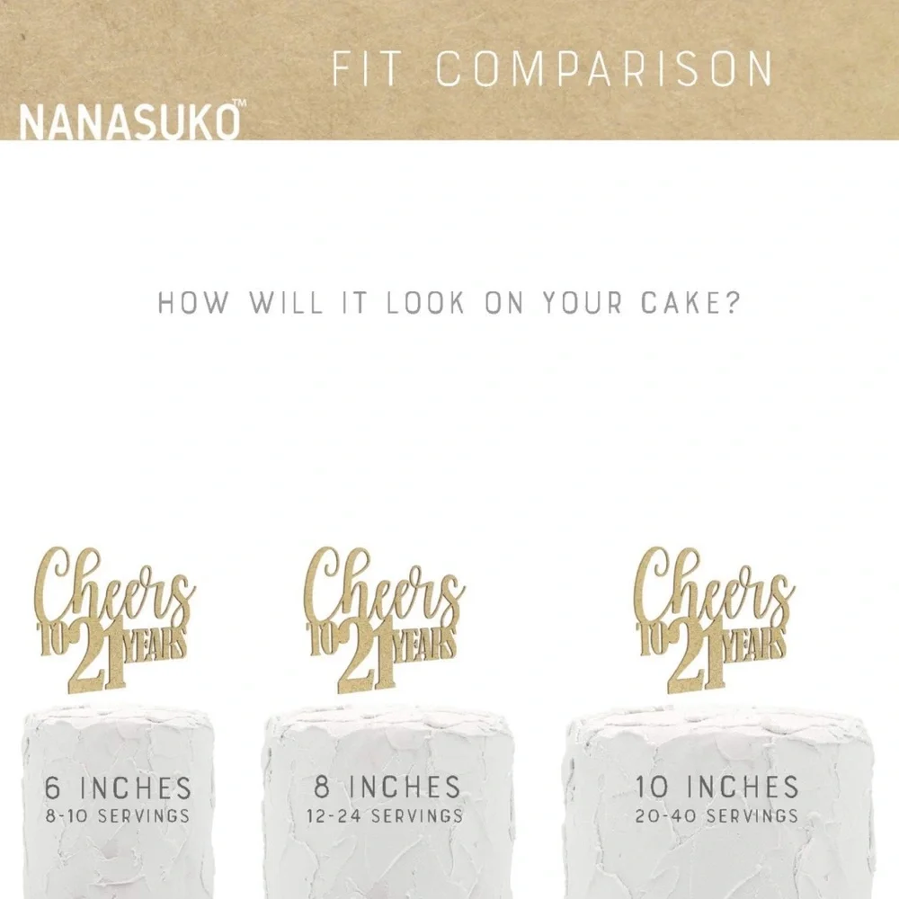 Cake Topper “Cheers to 21 Years” by Nanasuko - Picture 3 of 5